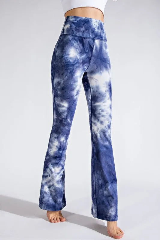 Black/White Plus Tie Dye Flared Yoga Pants