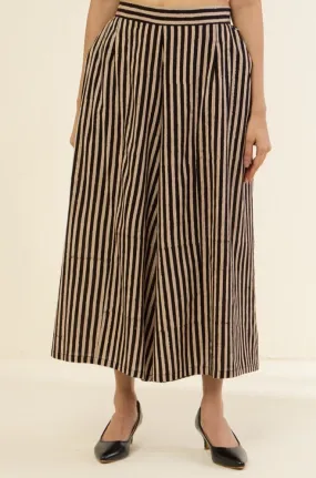 box pleated culotte - ajrakh coffee lines