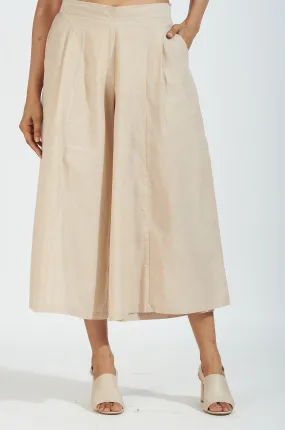 box pleated culotte - beige cotton