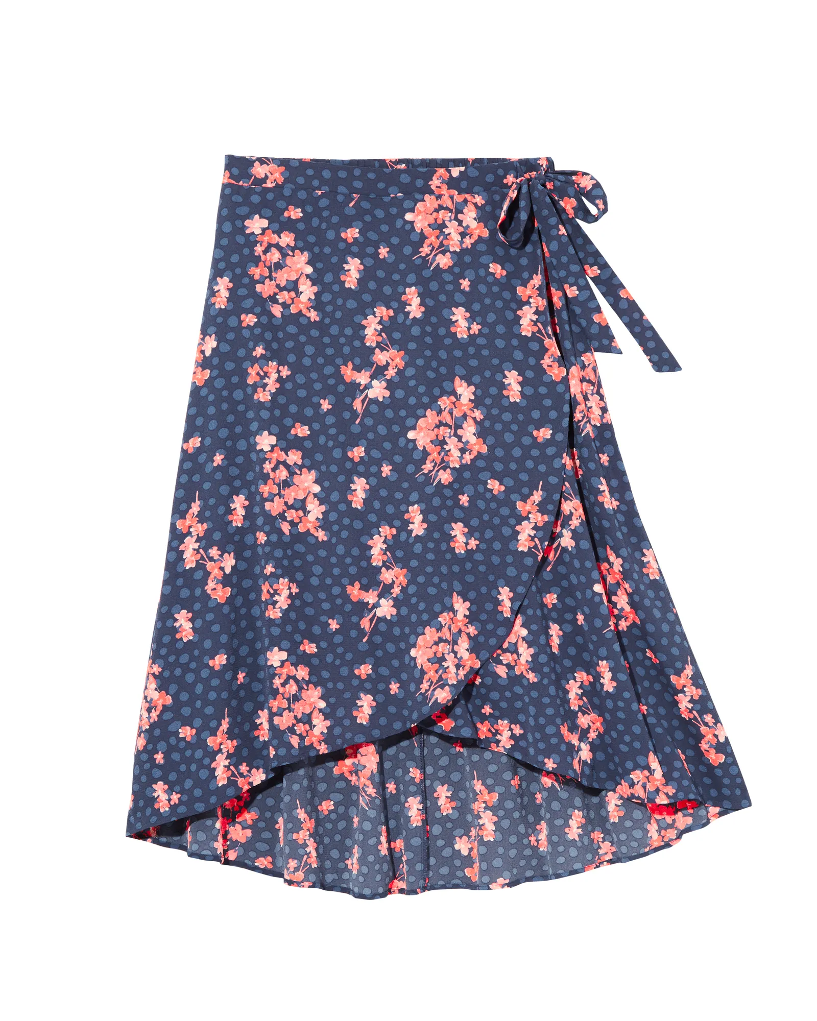 Buttercup High-Low Faux Wrap Skirt | Navy / Pink