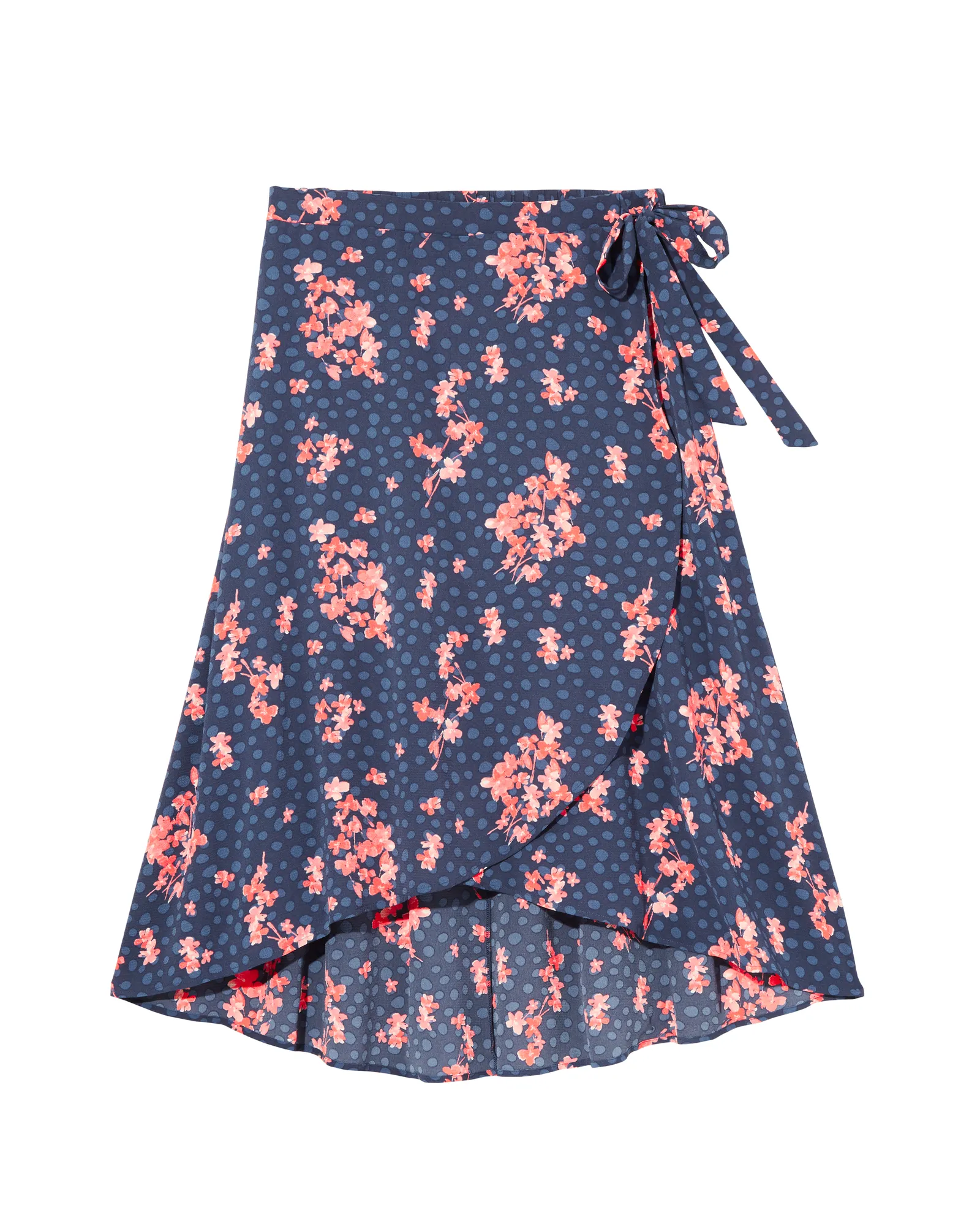 Buttercup High-Low Faux Wrap Skirt | Navy / Pink