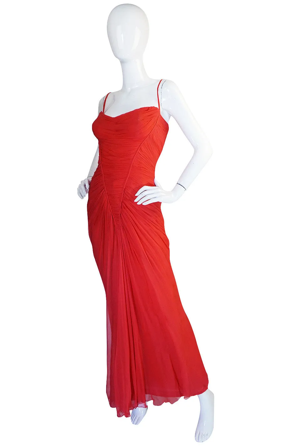 c1959 Haute Couture Maggy Rouff Red Draped Gown