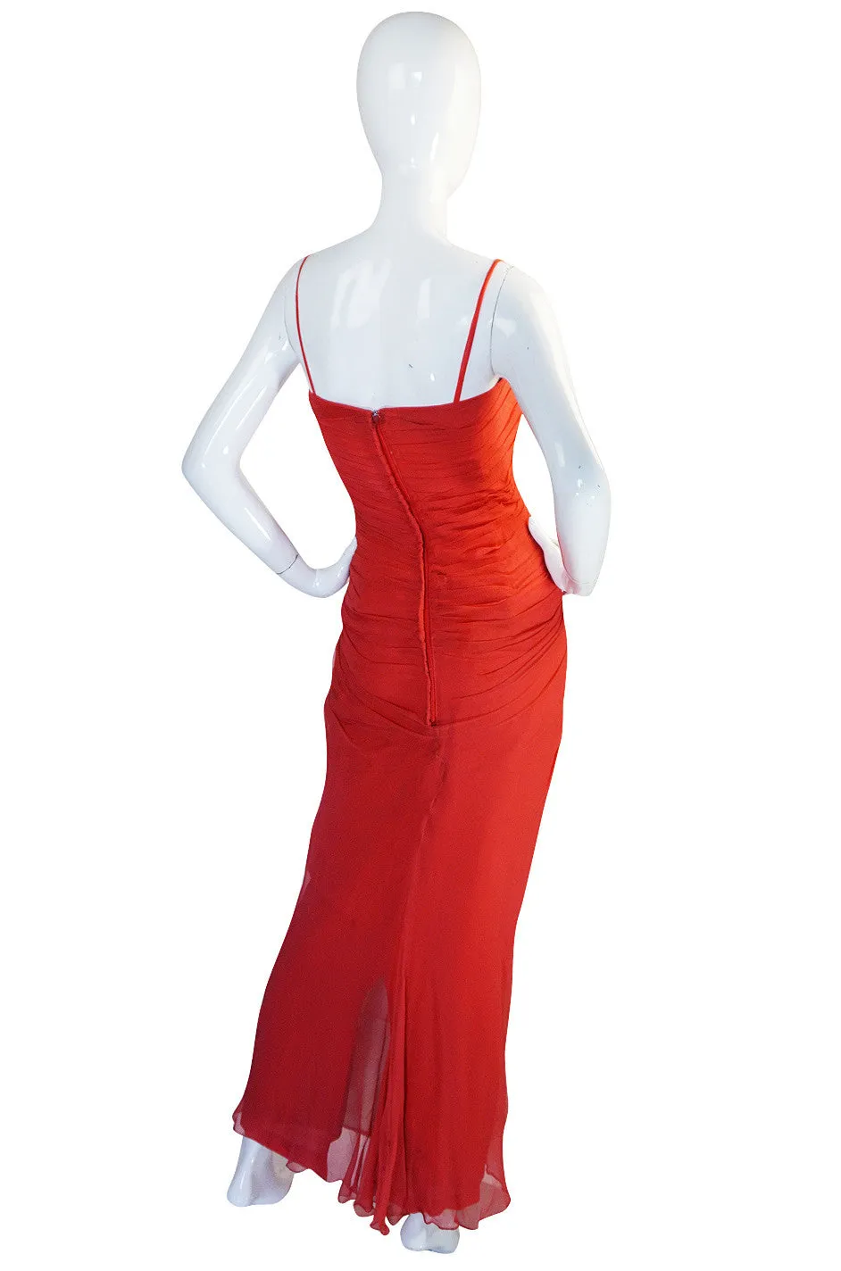 c1959 Haute Couture Maggy Rouff Red Draped Gown