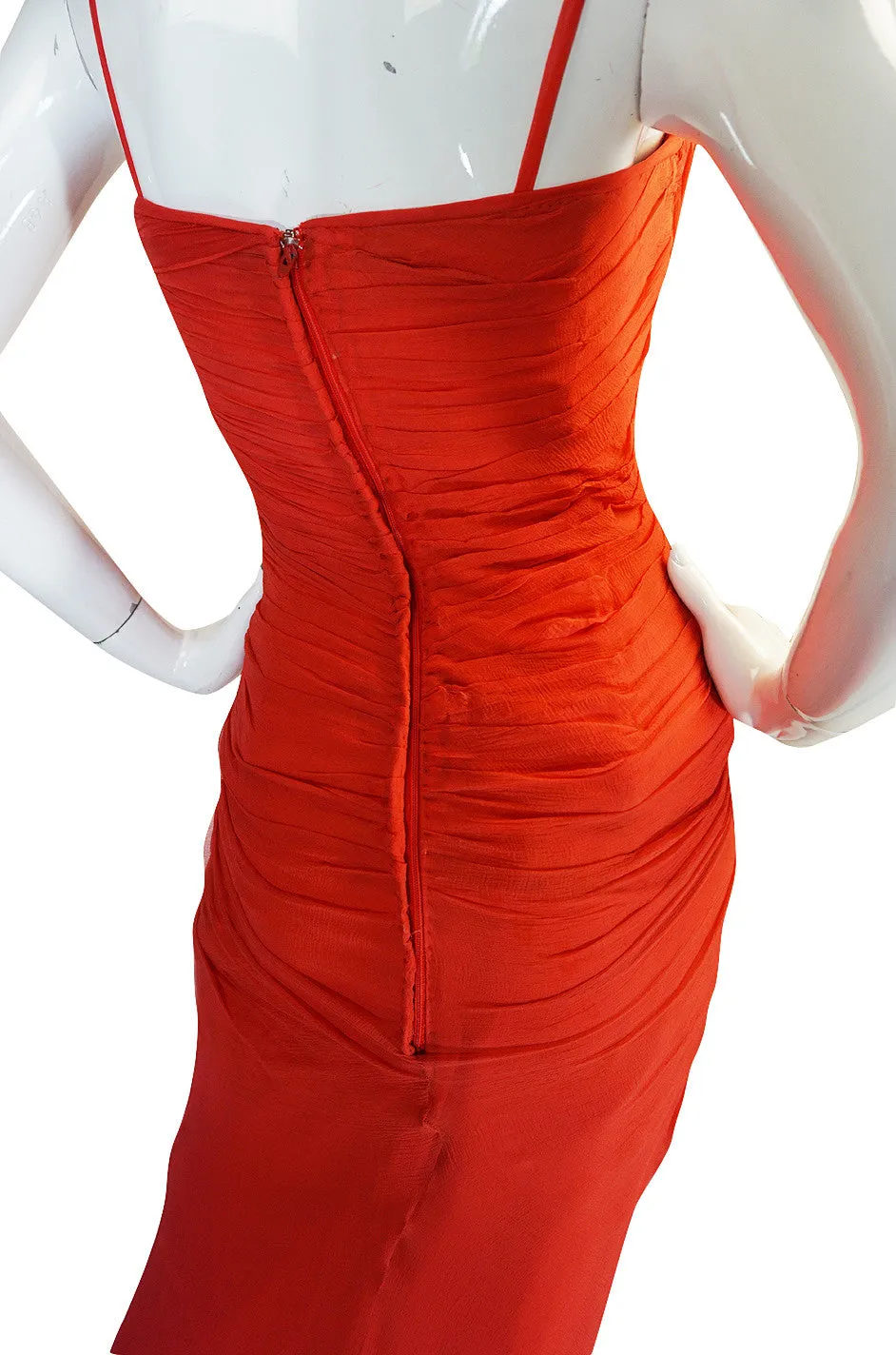 c1959 Haute Couture Maggy Rouff Red Draped Gown