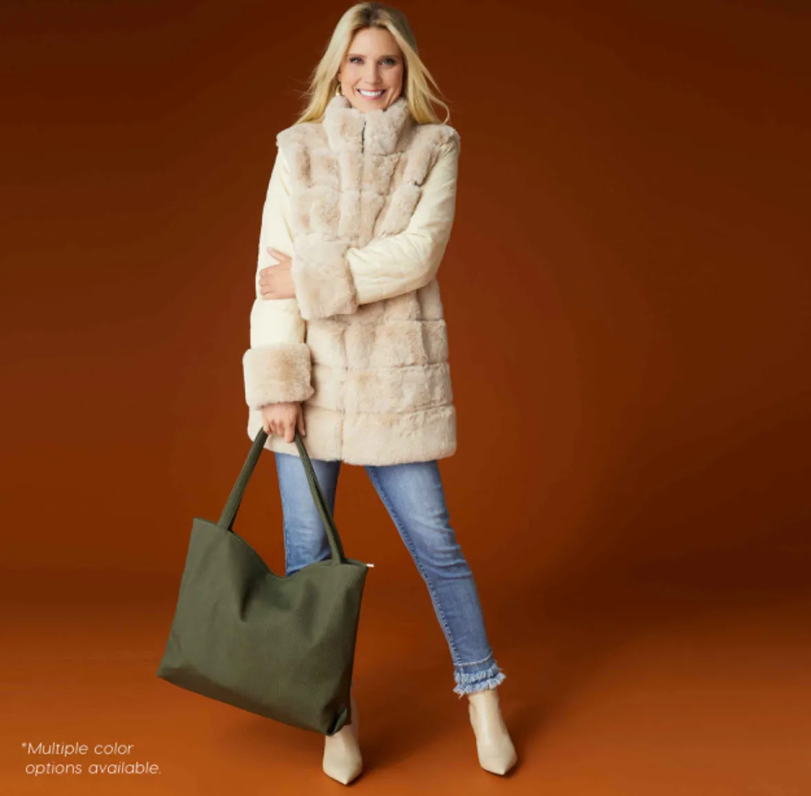 Cabrina Cream Faux Fur Jacket with Puffer Sleeve