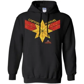 Captain Marvel Distressed Star Ribbon Logo Pullover Hoodie Sweatshirt