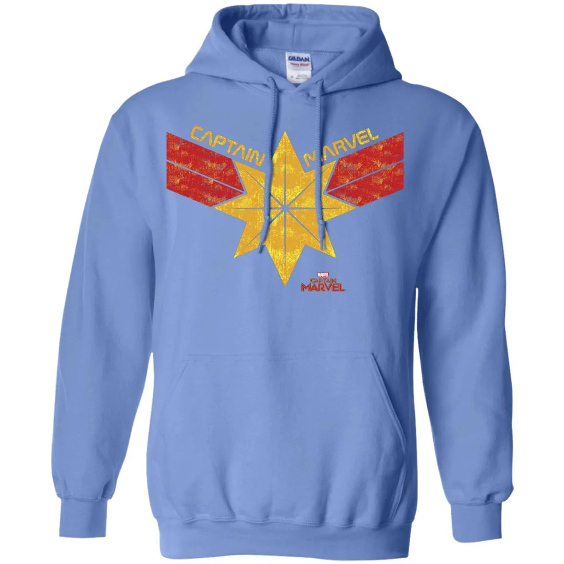 Captain Marvel Distressed Star Ribbon Logo Pullover Hoodie Sweatshirt