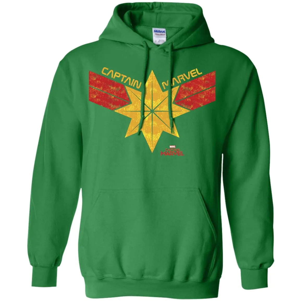 Captain Marvel Distressed Star Ribbon Logo Pullover Hoodie Sweatshirt