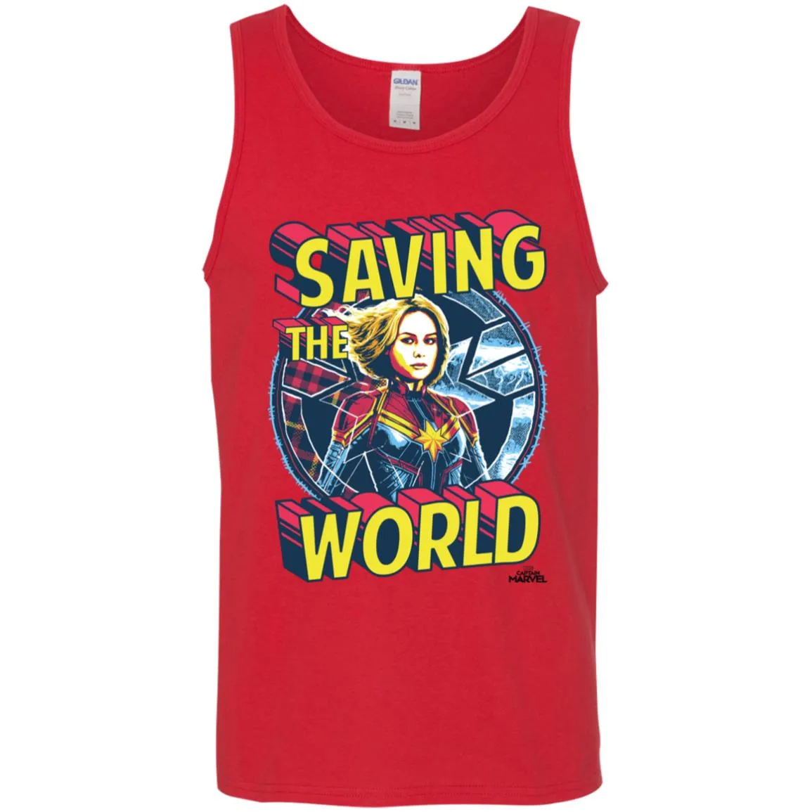 Captain Marvel Saving The World Portrait Men Cotton Tank