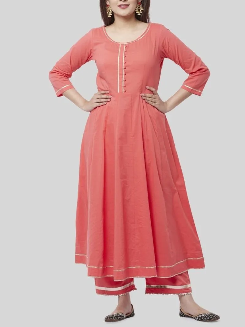 Carrot Pink Kurta With Pants