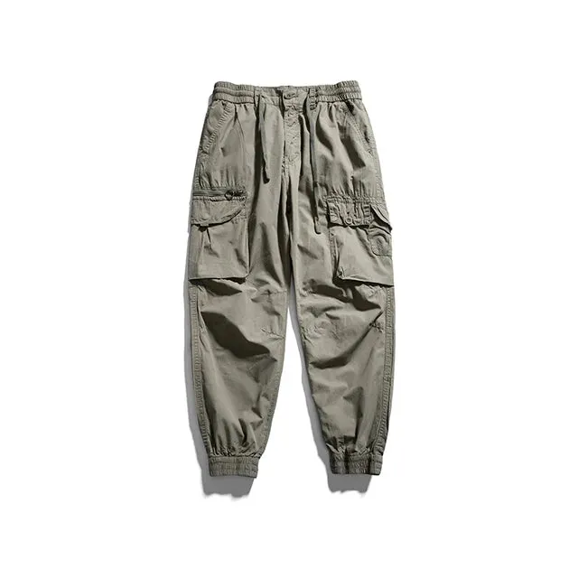 Casual Solid Cotton Cargo Pants