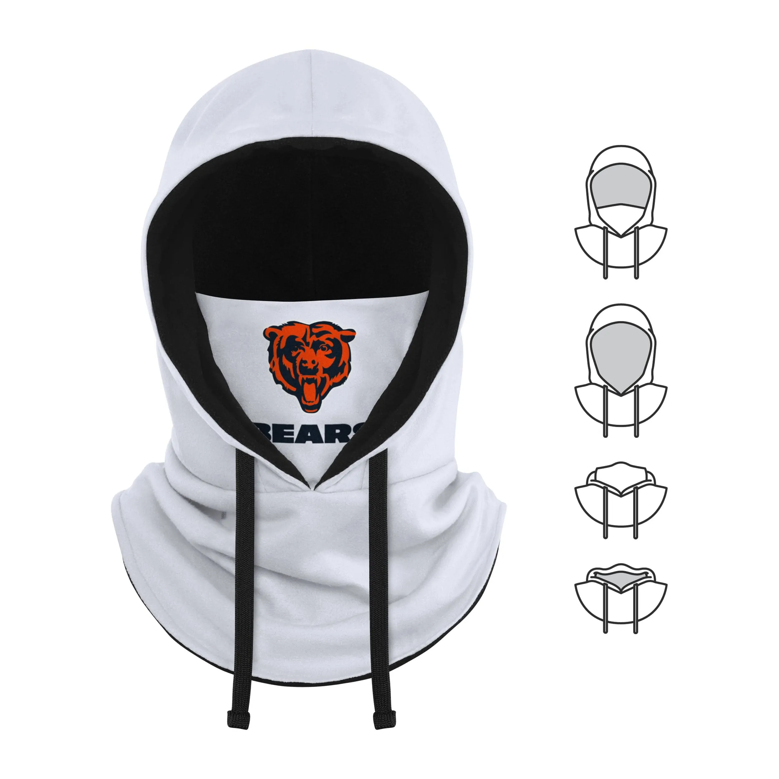 Chicago Bears NFL White Drawstring Hooded Gaiter