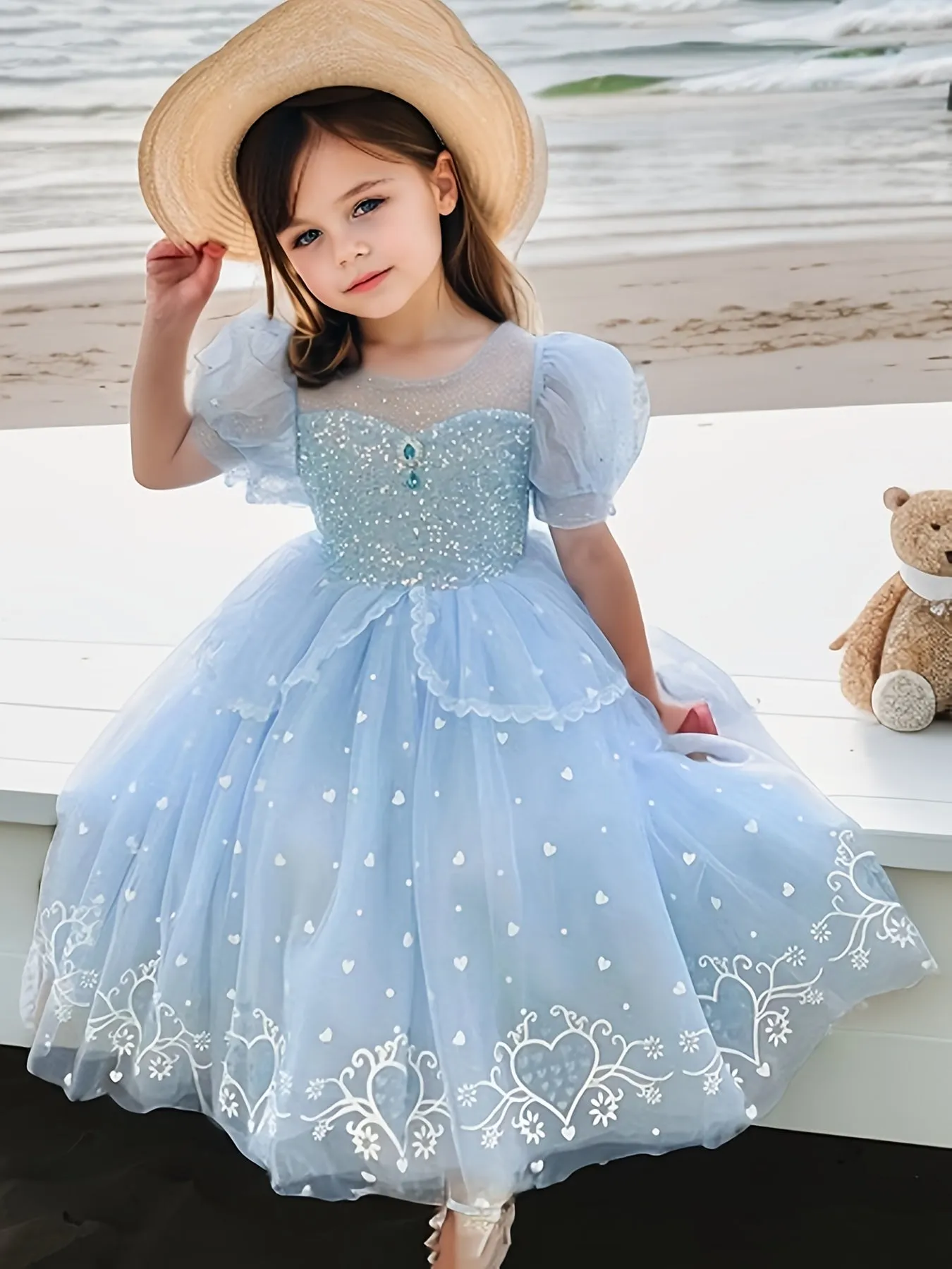 Children Eden Girls Sweet Puff Short Sleeve Tutu Dress Princess Dress Party Gift Halloween