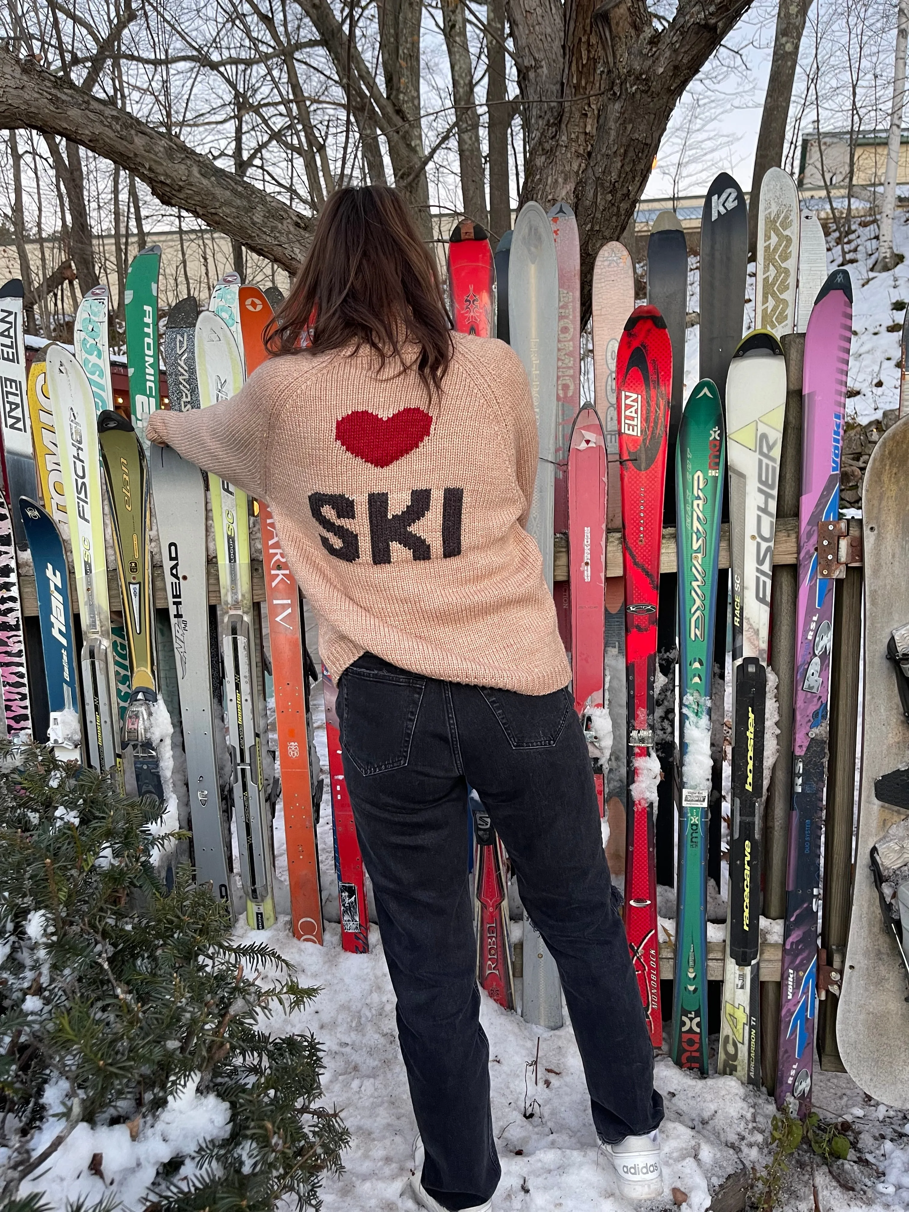 Chunky Heart ❤️ SKI Varsity Sweater Khaki