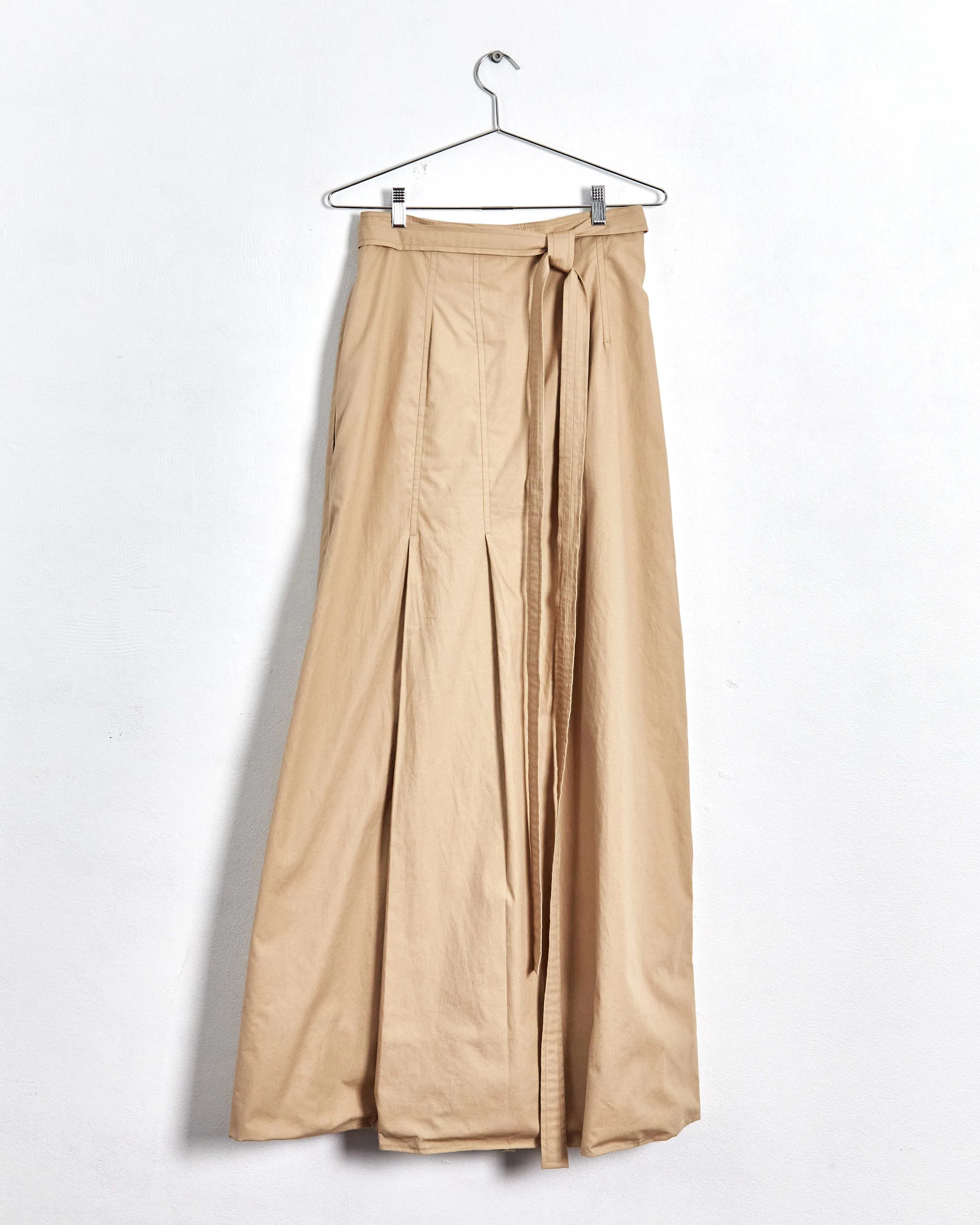 Céline prefall '17 pleated wrap maxi skirt, beige, 14