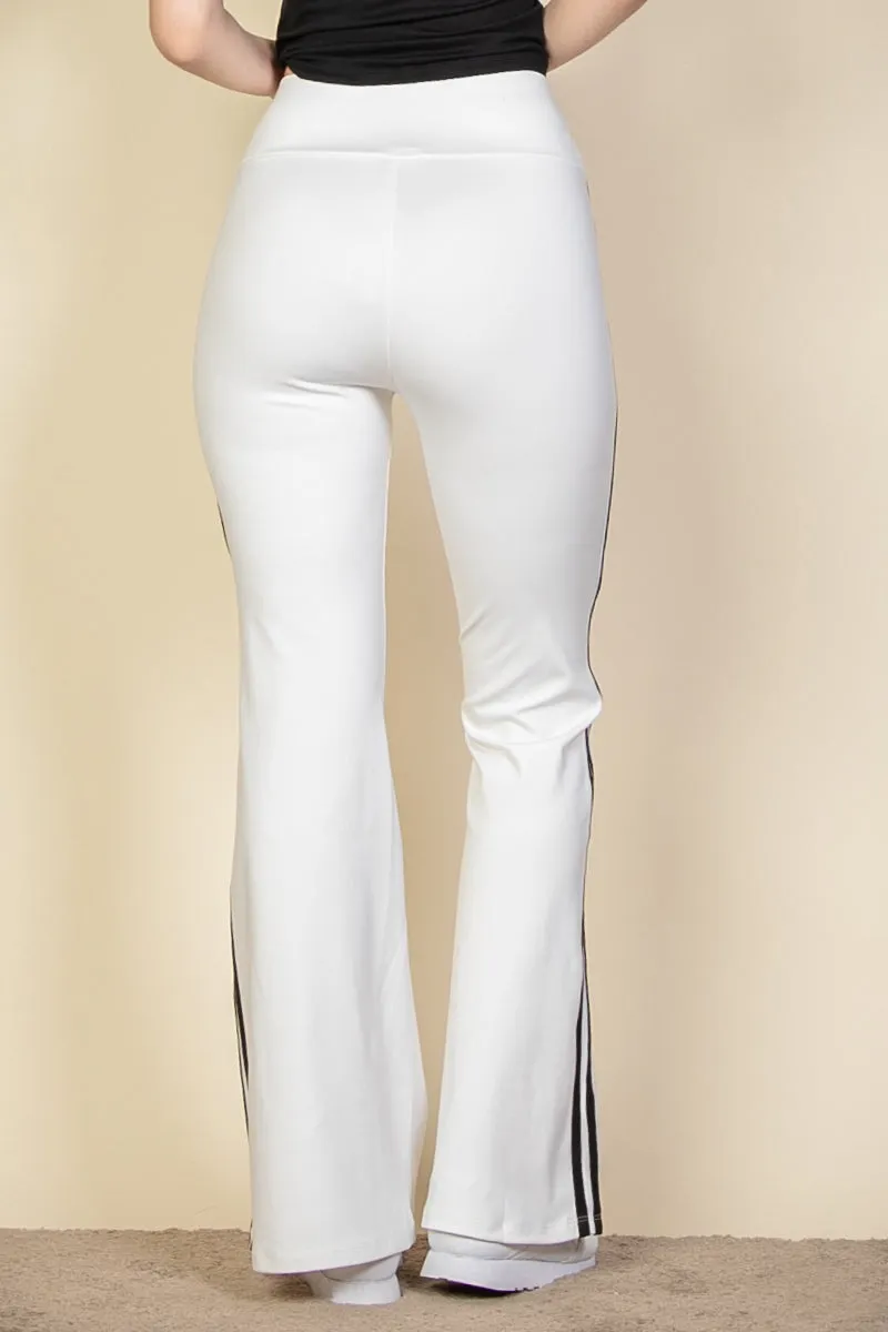 Contrast Side Stripe Flare Pants