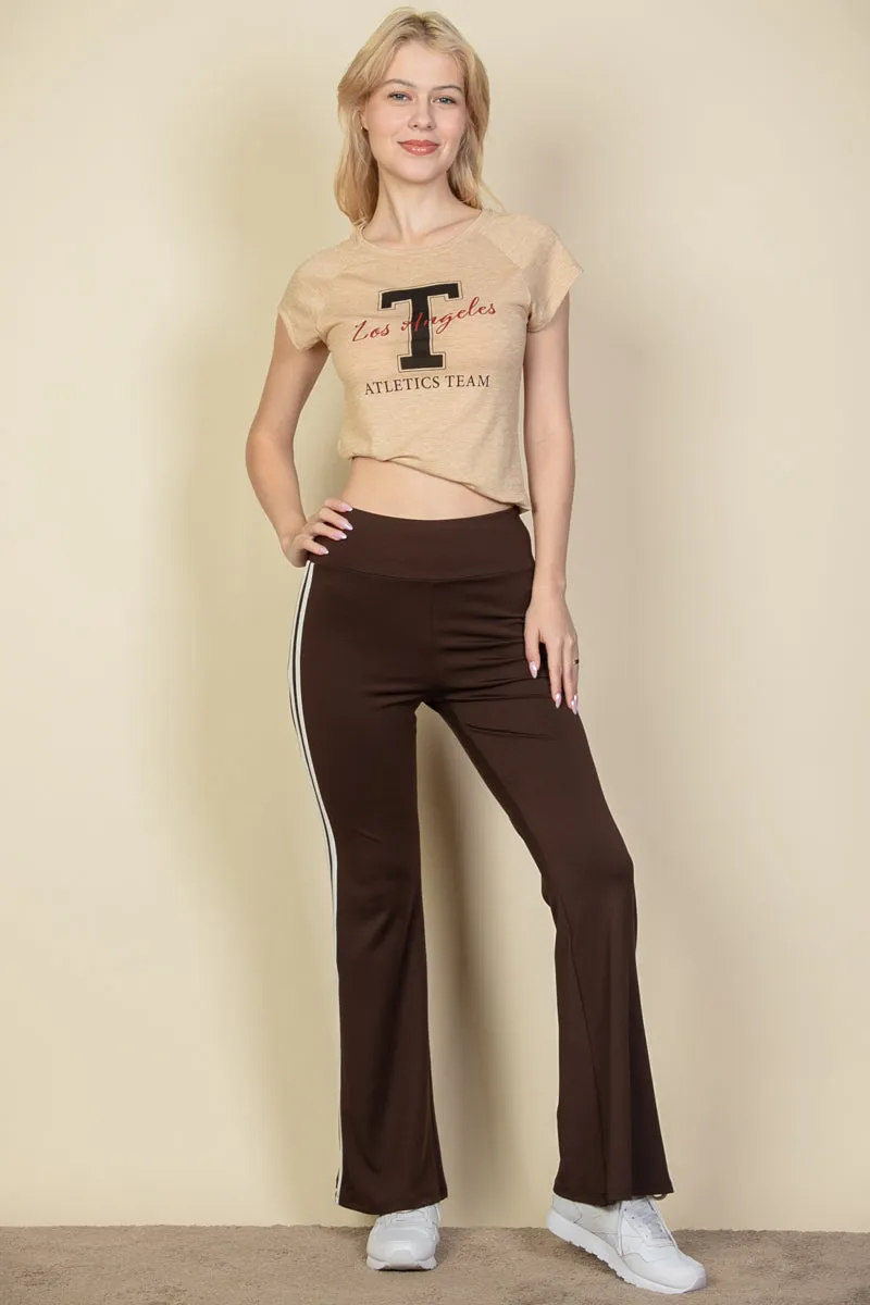 Contrast Side Stripe Flare Pants