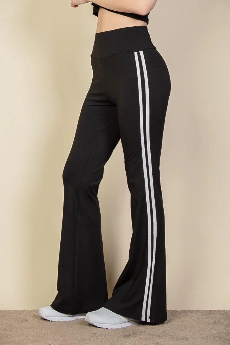 Contrast Side Stripe Flare Pants