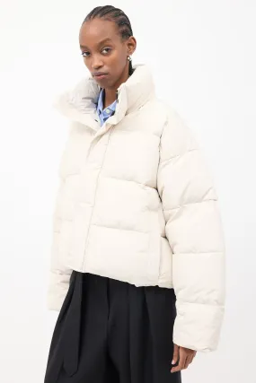 Cream Cropped Puffer Jacket