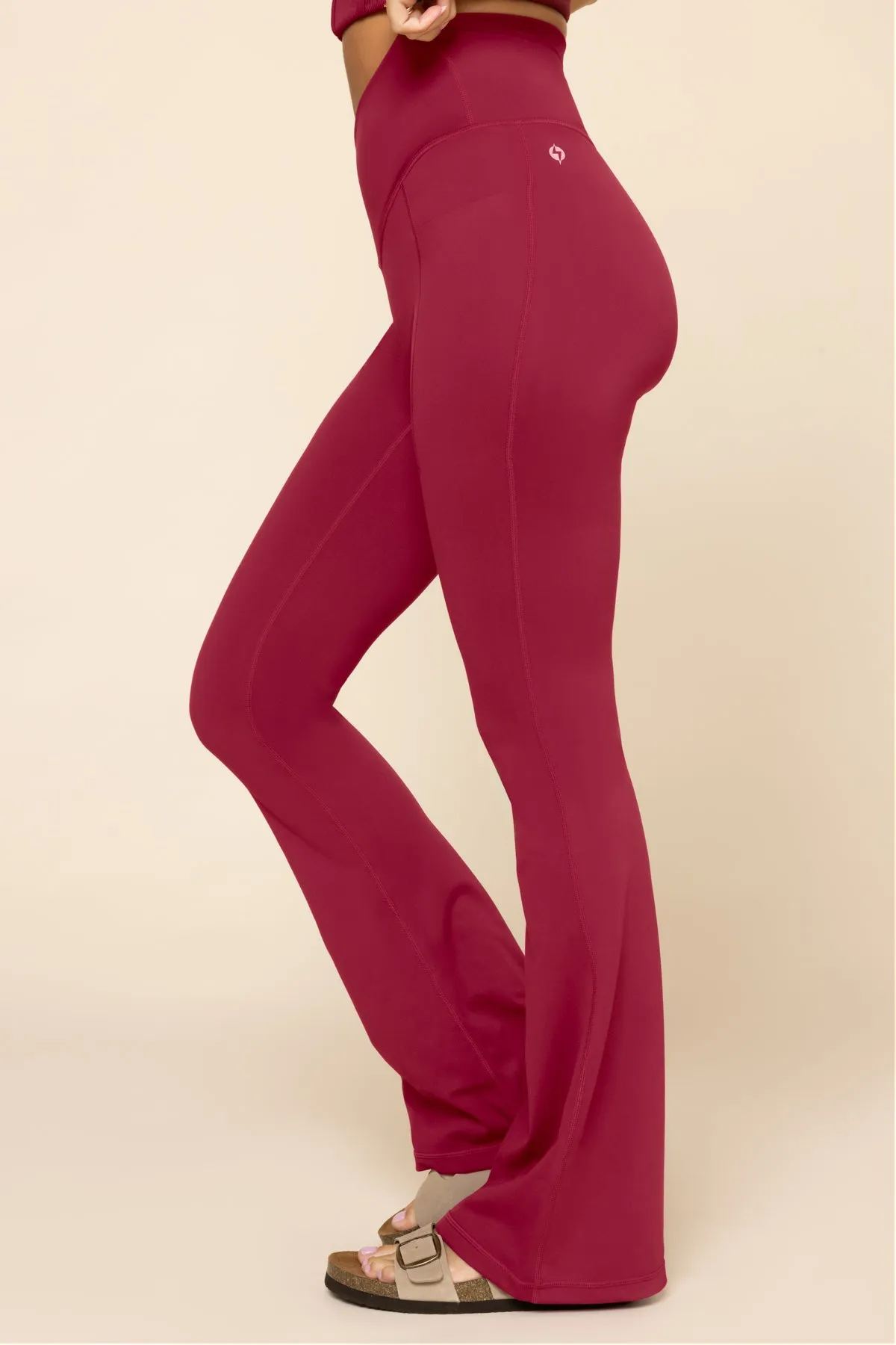 Crisscross Hourglass® Flared Leggings with Pockets - Ruby