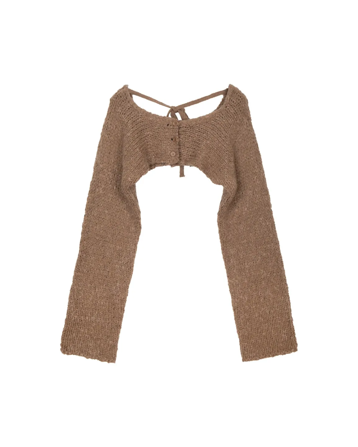 Cropped button fastening knit cardigan