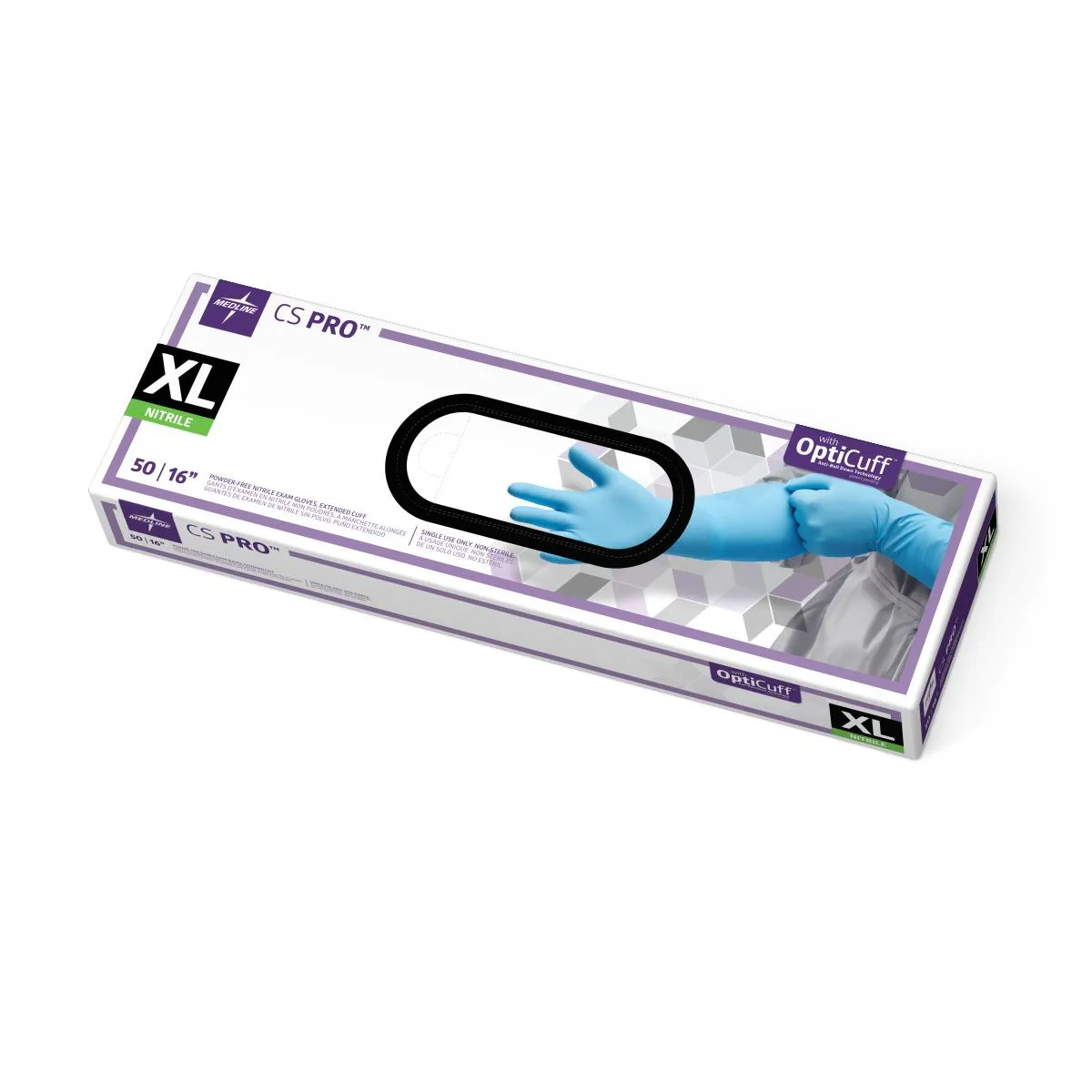 CS Pro 16" Cuff Nitrile Exam Gloves, X-Large (box of 50)