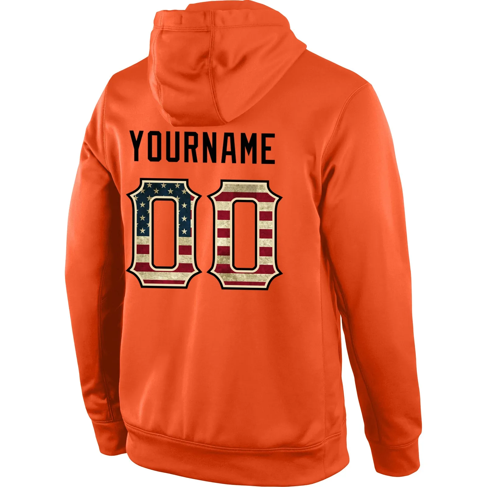 Custom Stitched Orange Vintage USA Flag-Cream Sports Pullover Sweatshirt Hoodie