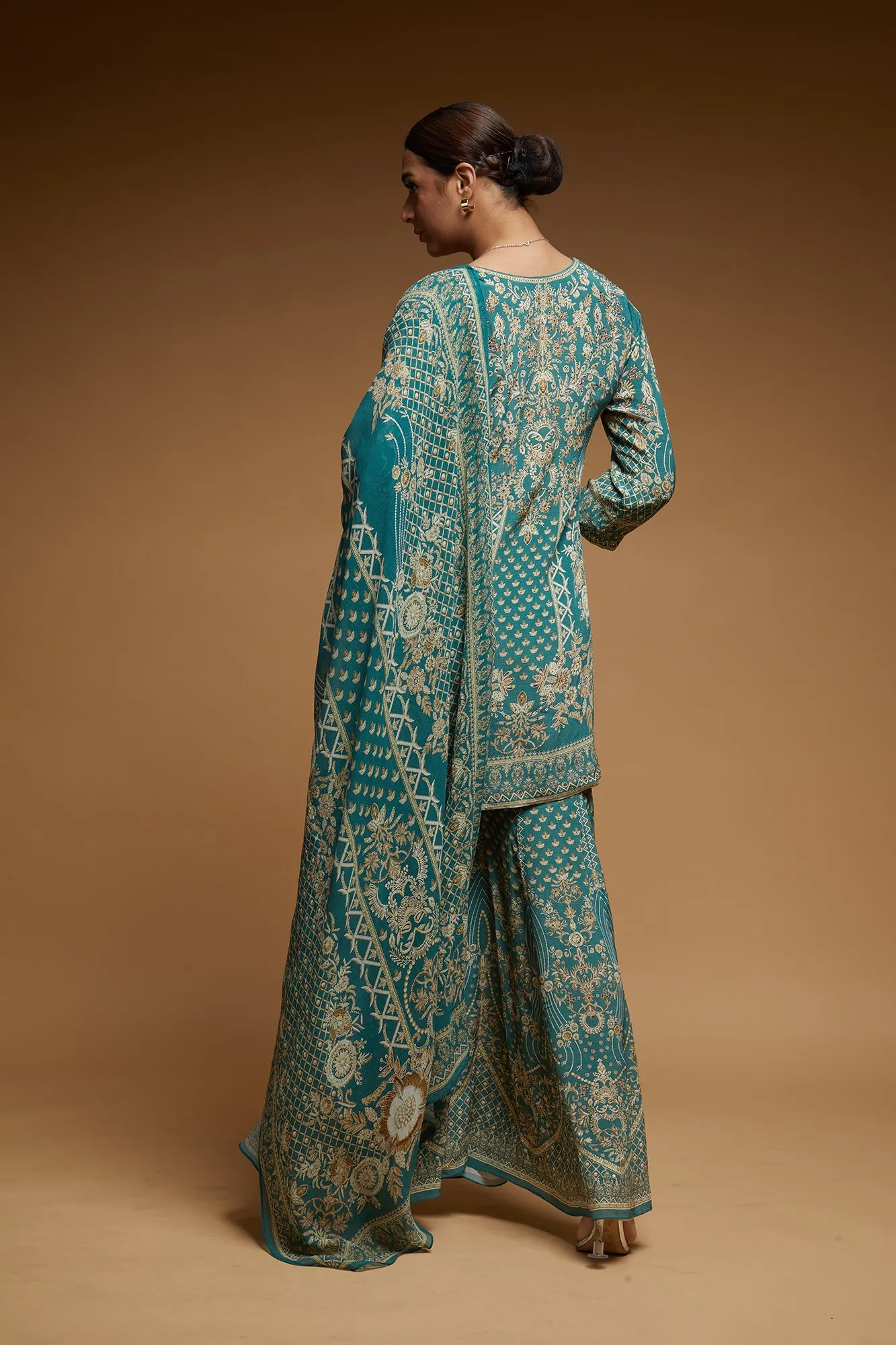 Dark Aqua Color Sharara