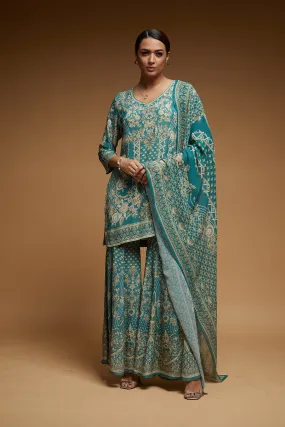 Dark Aqua Color Sharara