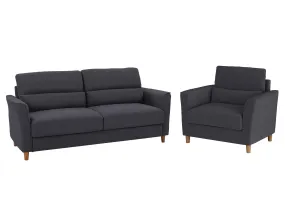 Dark Grey 2-Piece 3 Seat Sofa and Chair Set