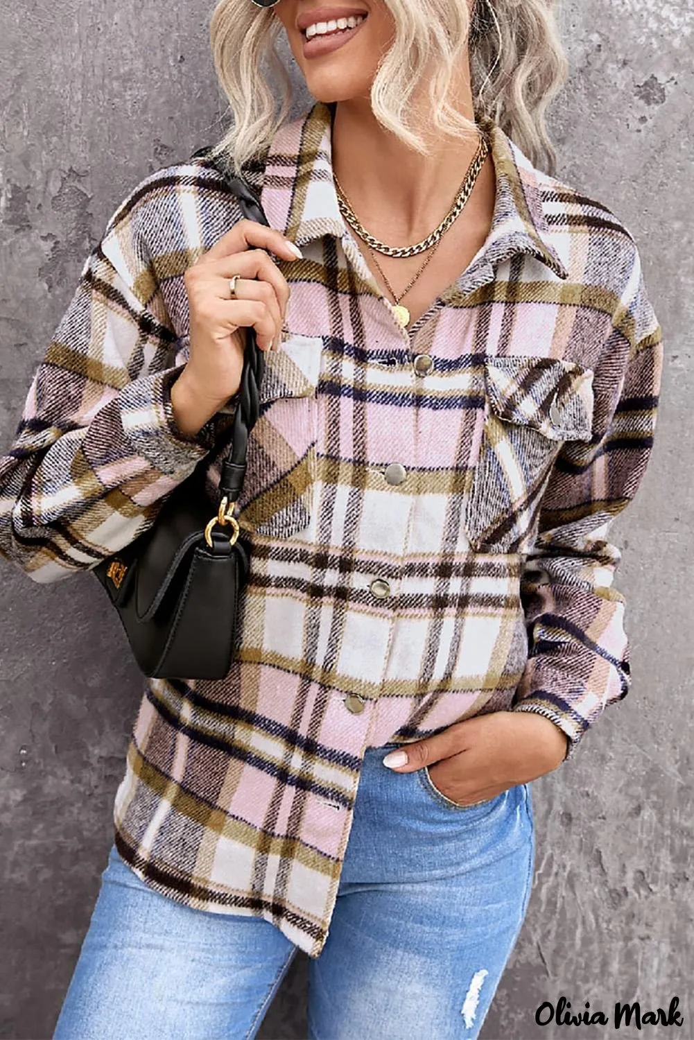 Deanwangkt - Pink Geometric Check Pocket Shirt