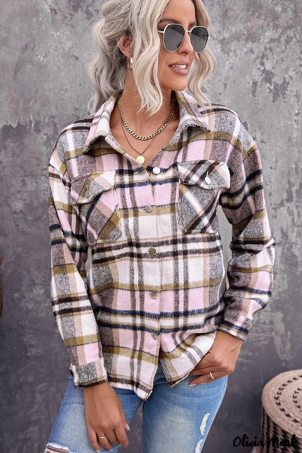 Deanwangkt - Pink Geometric Check Pocket Shirt