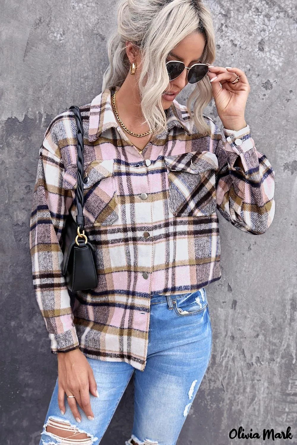 Deanwangkt - Pink Geometric Check Pocket Shirt