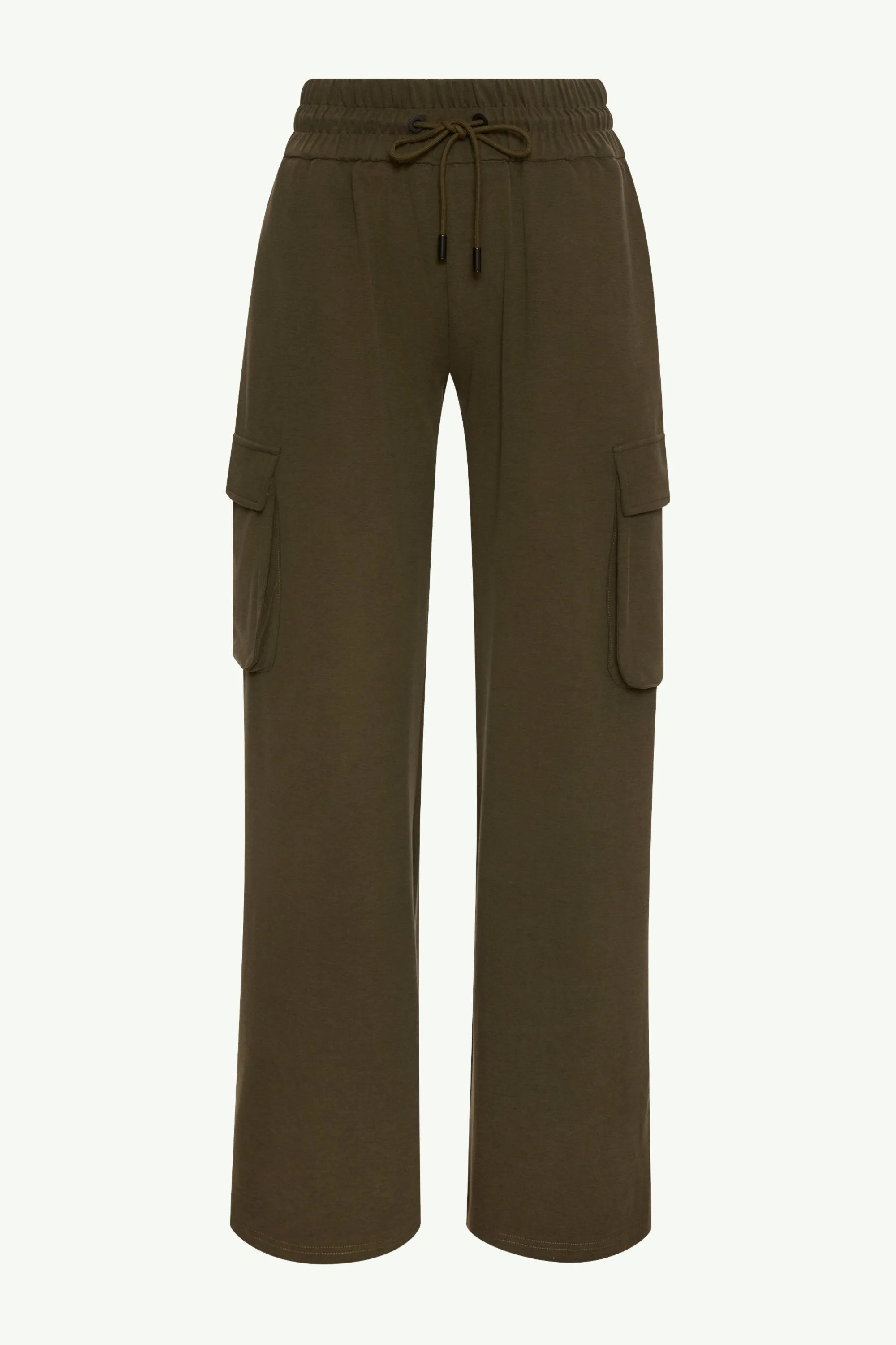 Demi Wide Leg Cargo Pocket Pants - Khaki Green