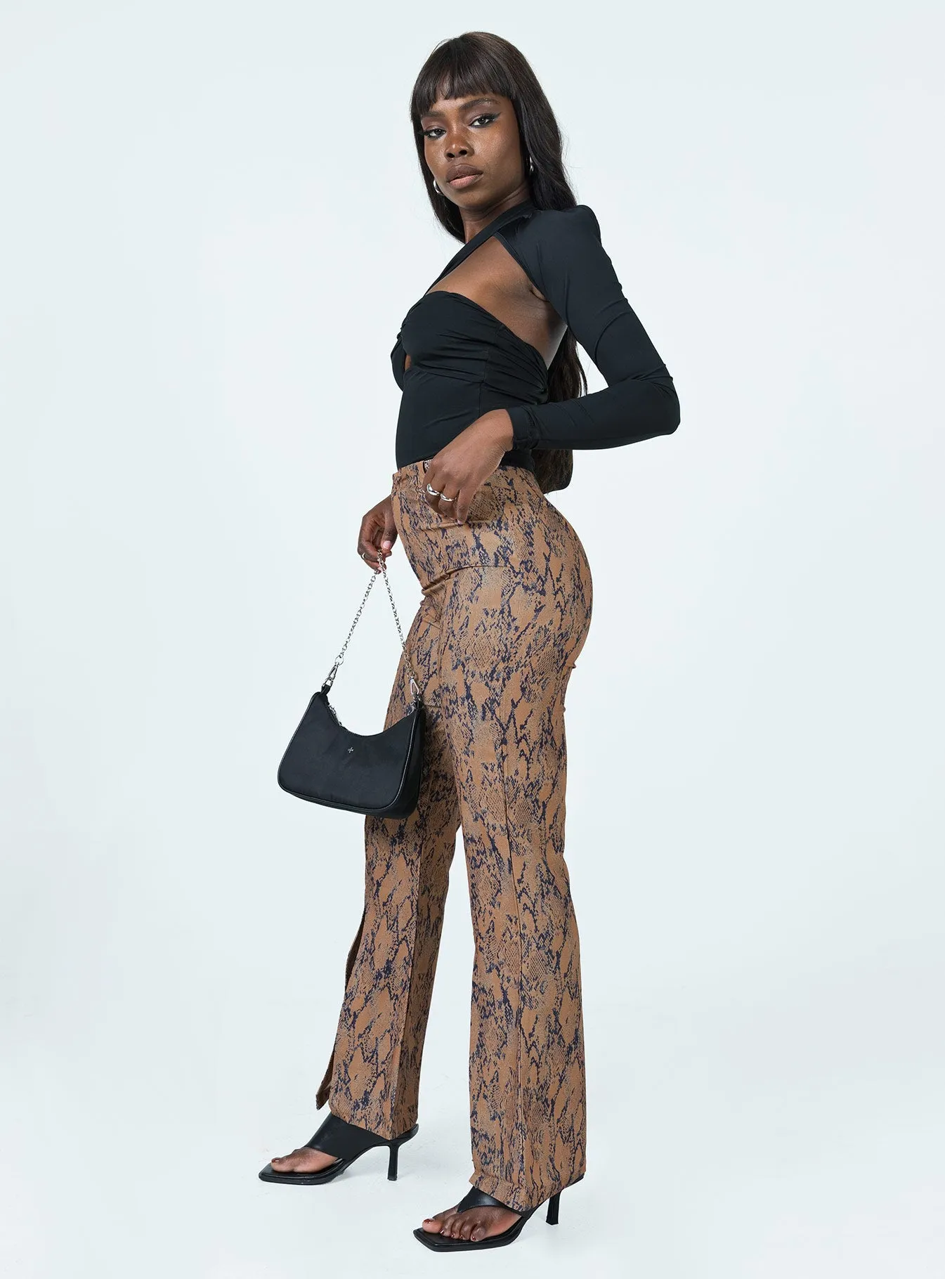 Devotion Snake Print Pants Brown