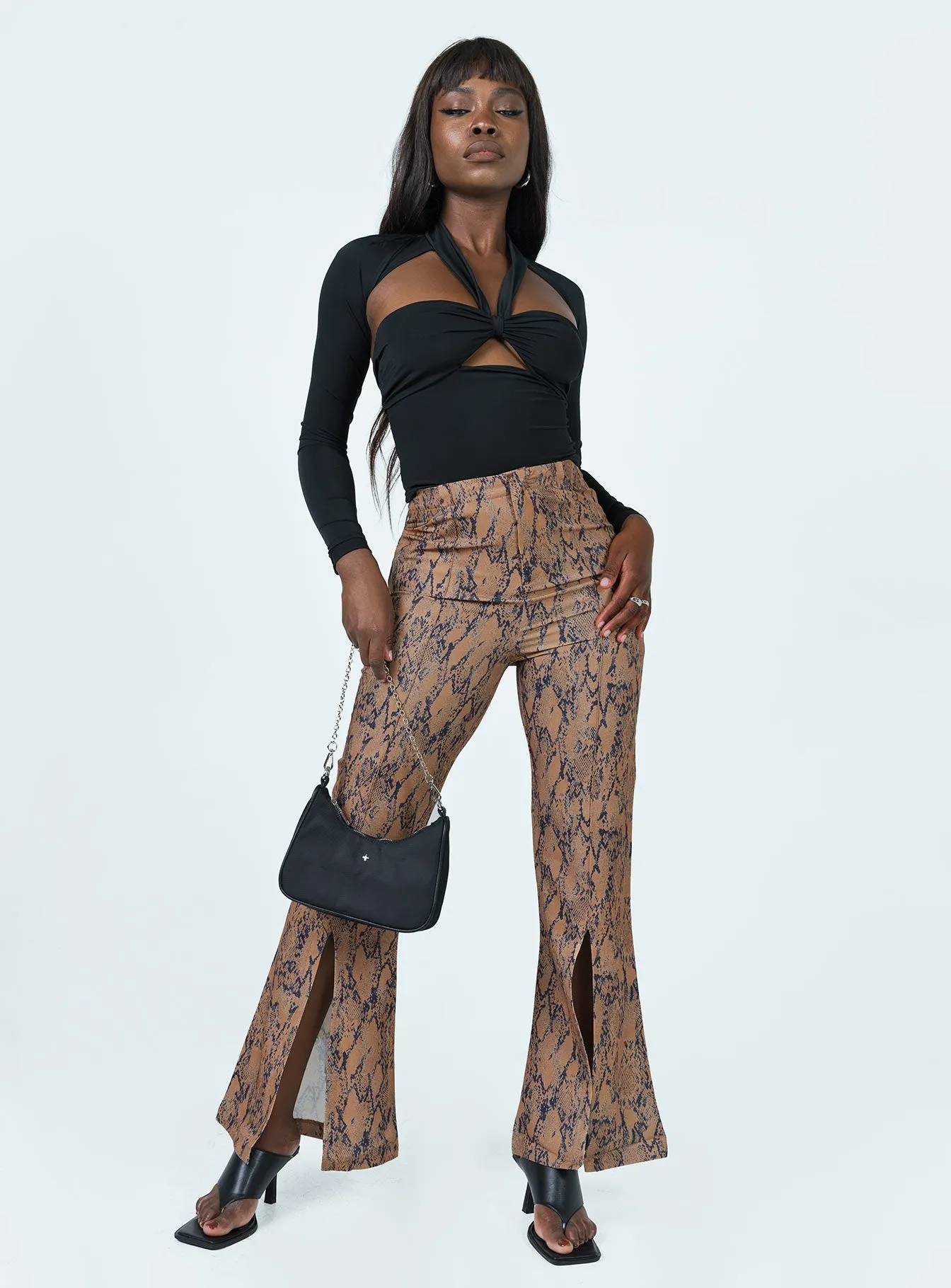 Devotion Snake Print Pants Brown