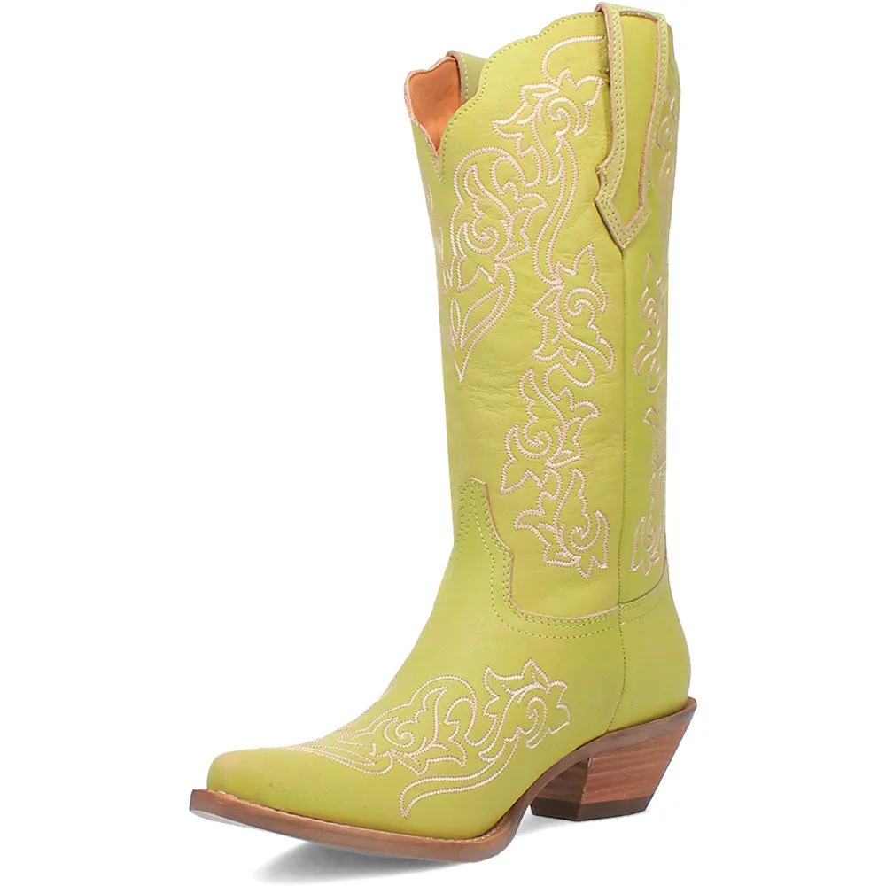 Dingo's Flirty N' Fun Green Almond Toe Leather Boots