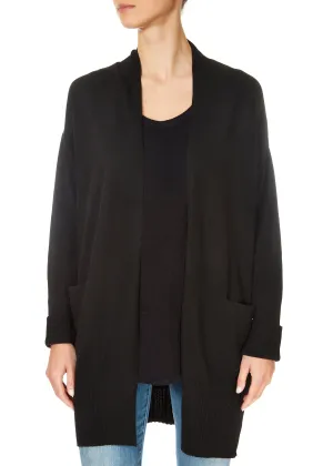 'Dominic' Black Wool Cashmere Blend Cardigan