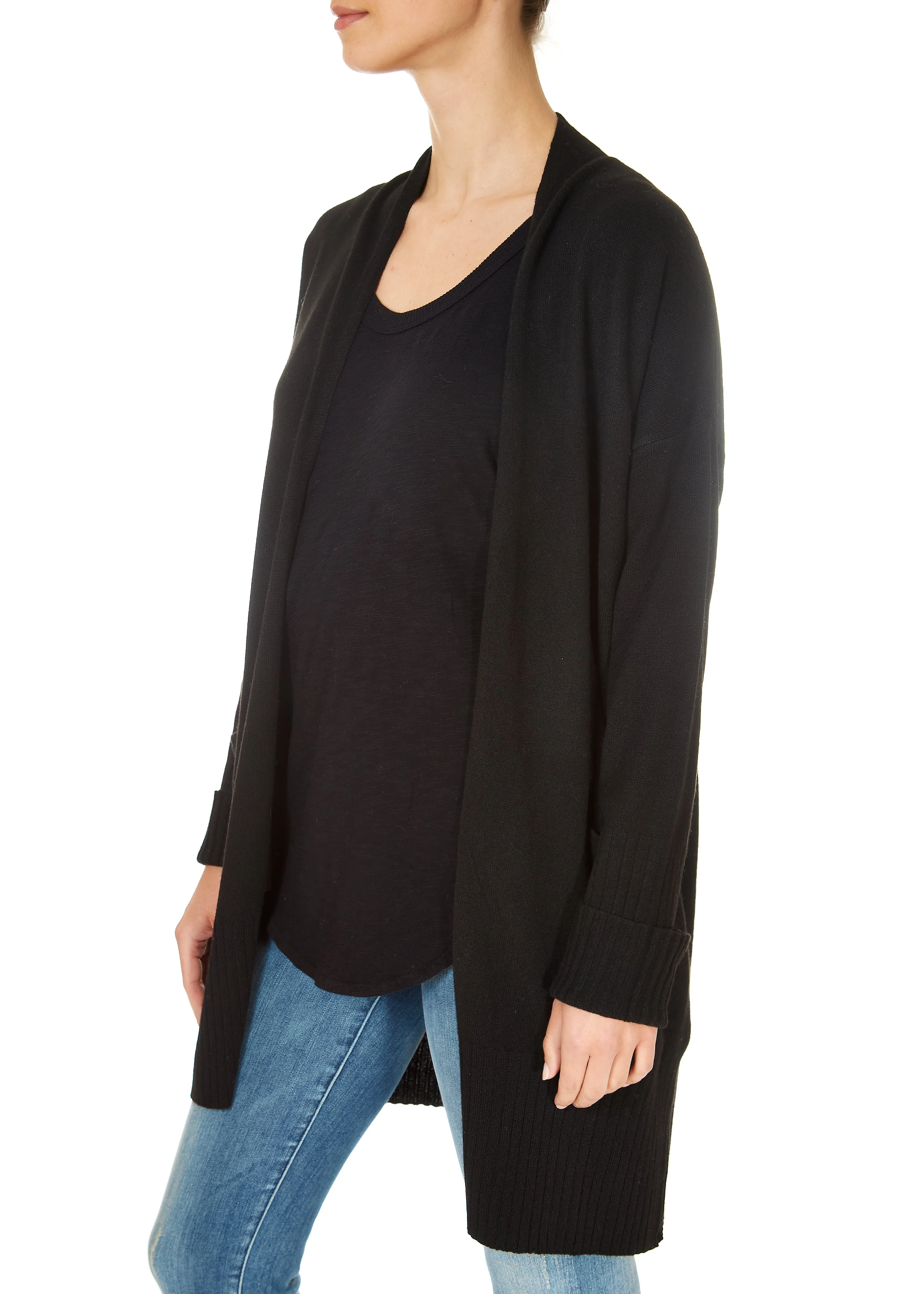 'Dominic' Black Wool Cashmere Blend Cardigan