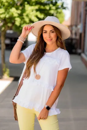 Double Ruffle Accents Tiered Tee