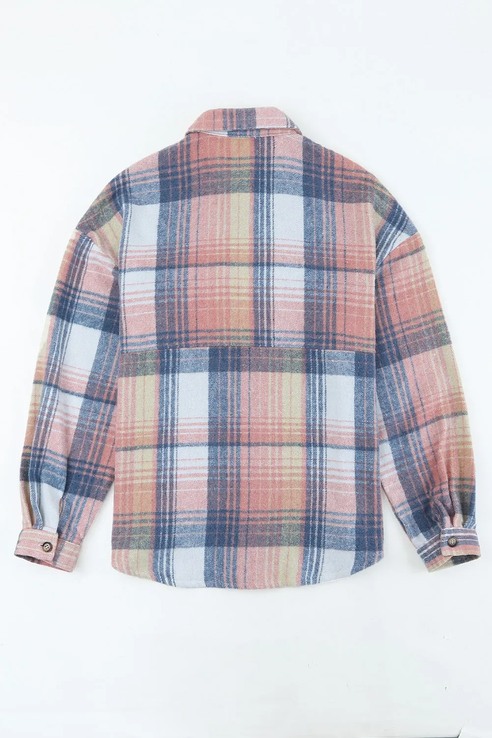 Double Take Plaid Dropped Shoulder Shacket