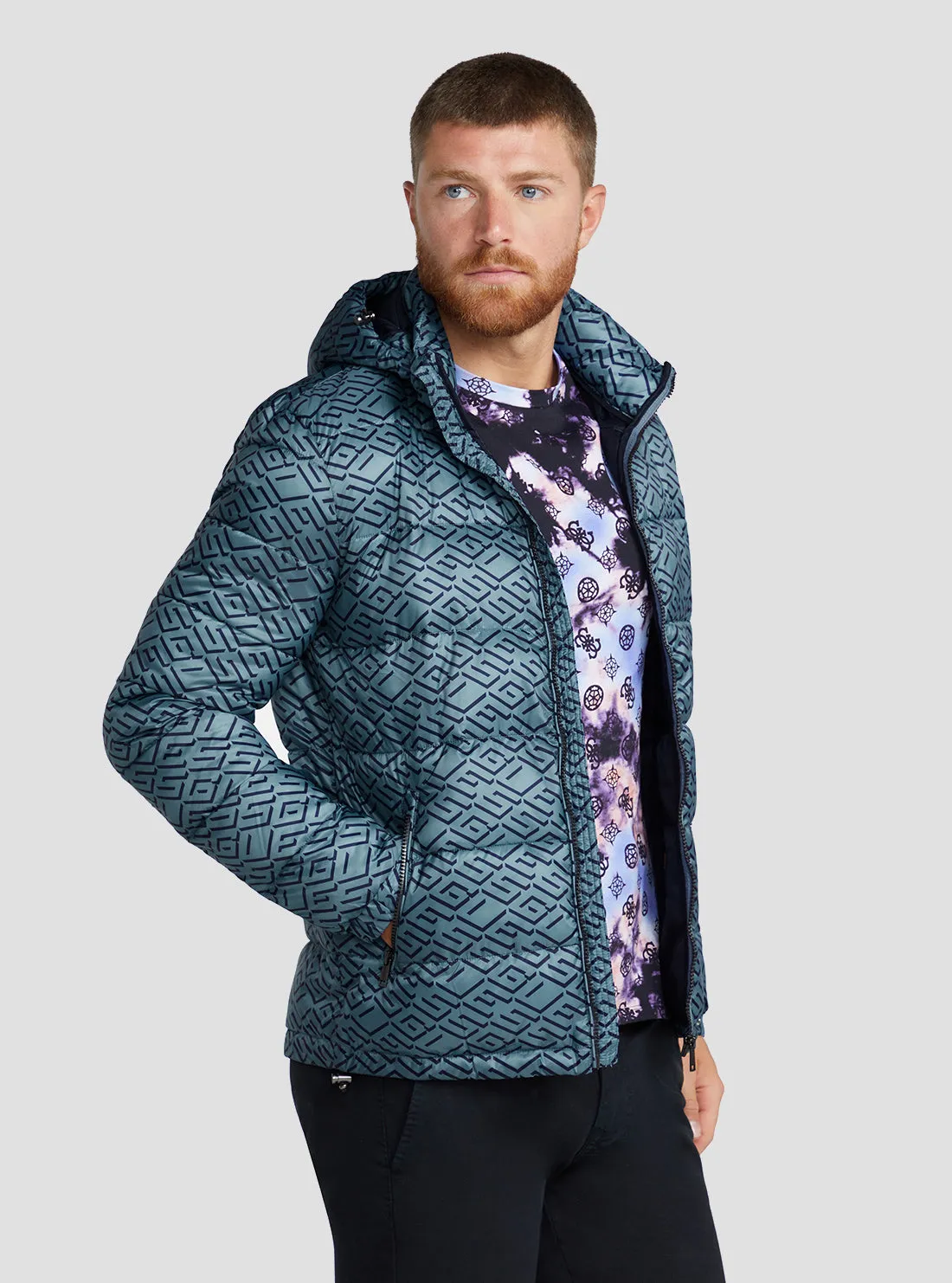 Eco Blue Logo Super Light Puffer Jacket