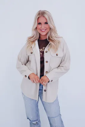 Effortlessly Chic Faux Leather Shacket - Cream