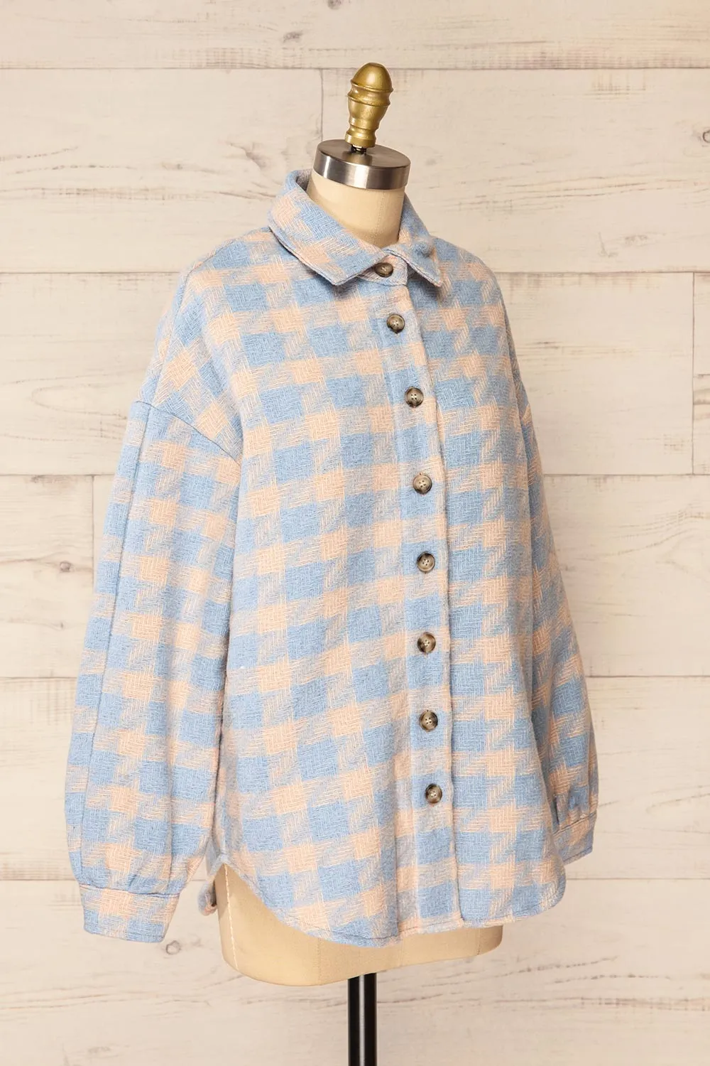 Elche Blue | Houndstooth Oversized Shacket