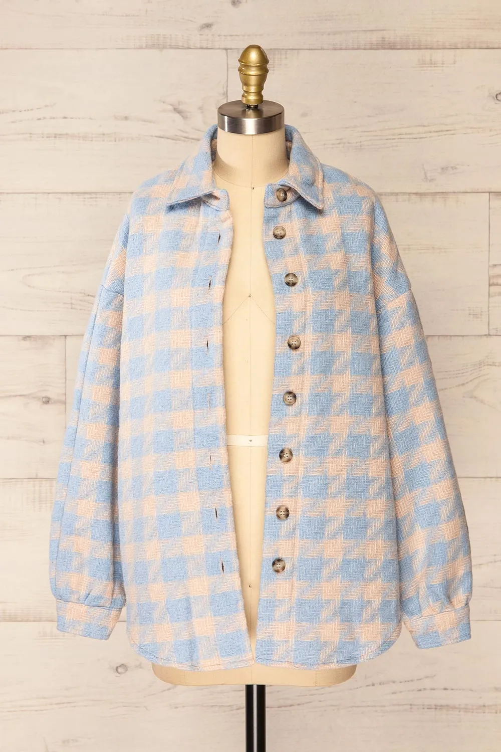 Elche Blue | Houndstooth Oversized Shacket