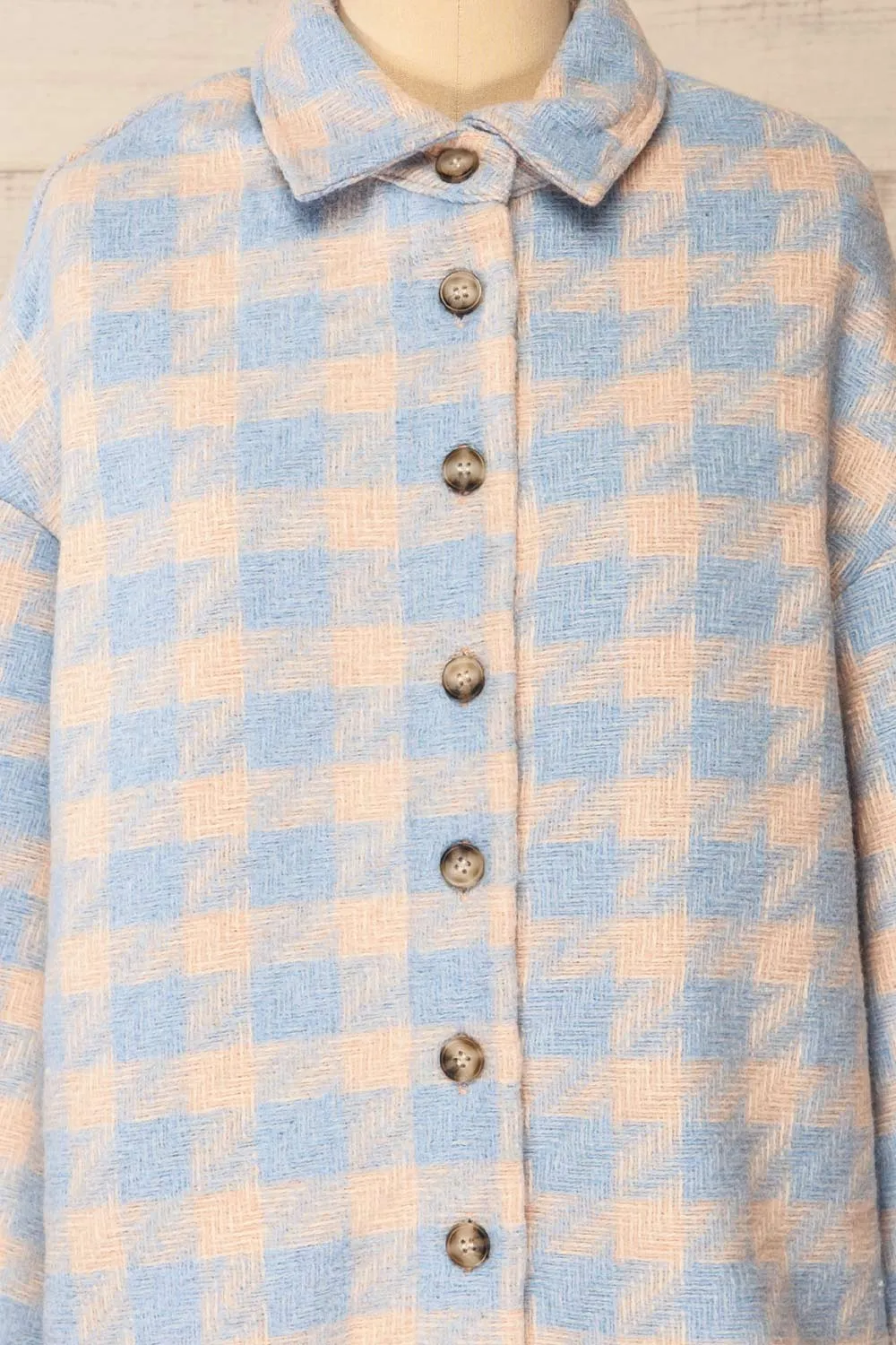 Elche Blue | Houndstooth Oversized Shacket