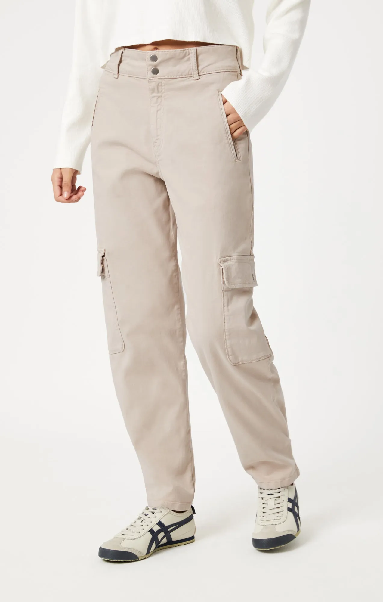 ELSIE CARGO PANTS IN SILVER GREY LUXE TWILL