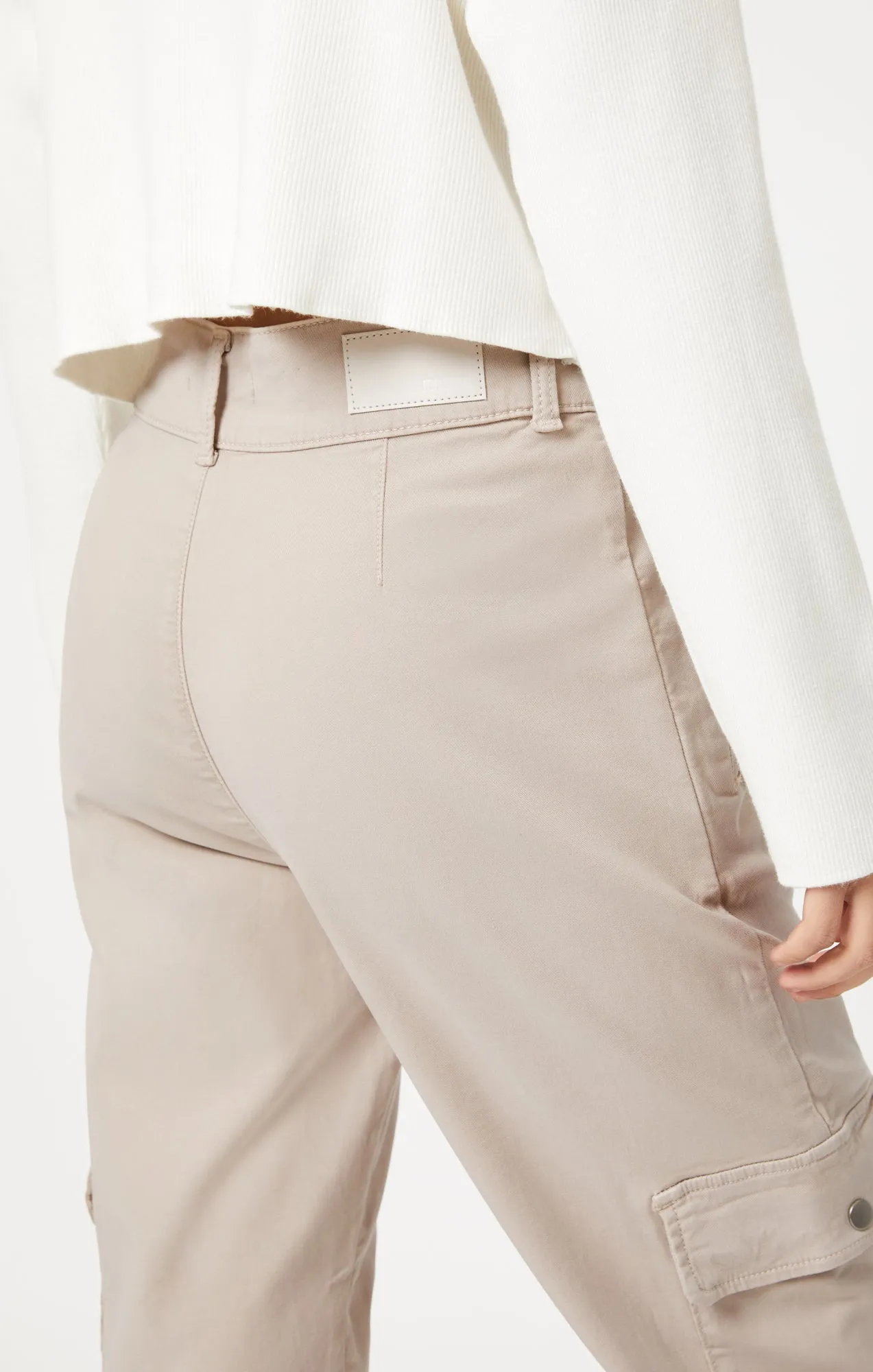 ELSIE CARGO PANTS IN SILVER GREY LUXE TWILL