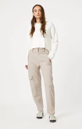 ELSIE CARGO PANTS IN SILVER GREY LUXE TWILL