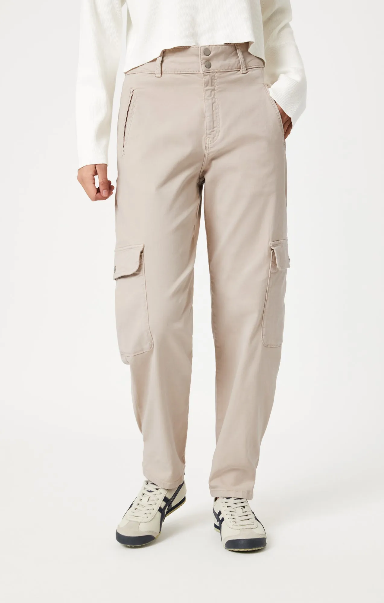 ELSIE CARGO PANTS IN SILVER GREY LUXE TWILL